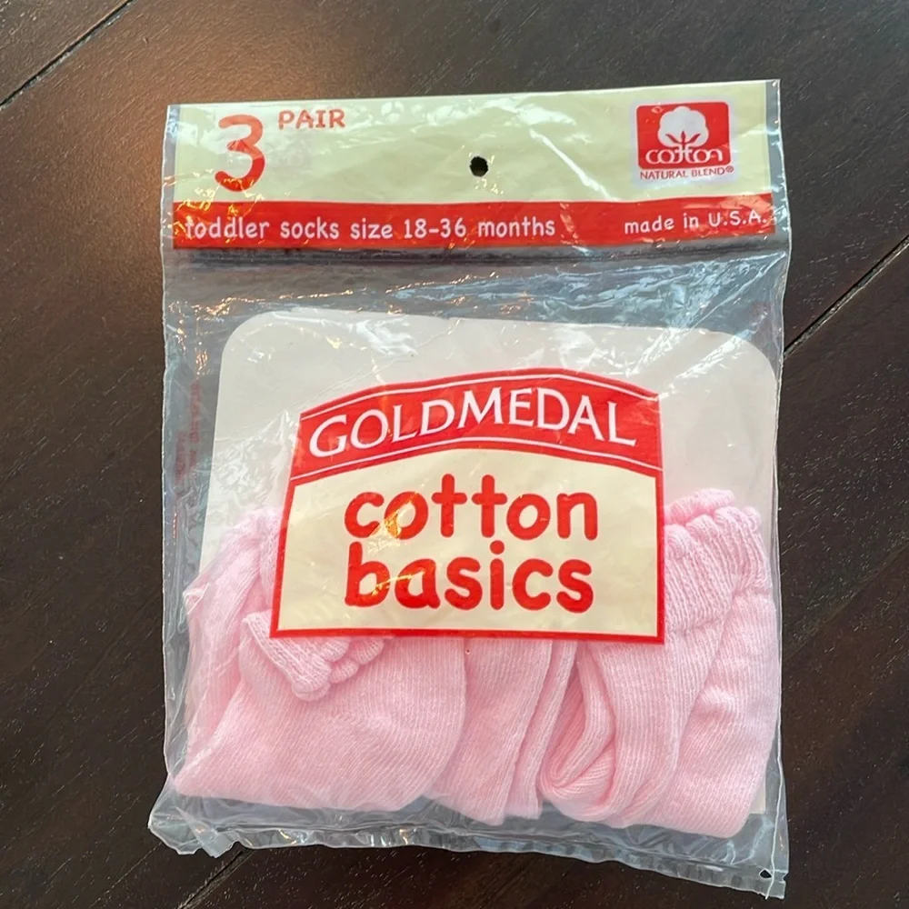 Vintage Girl Socks Goldmedal Pink made in USA 100% Cotton Deadstock